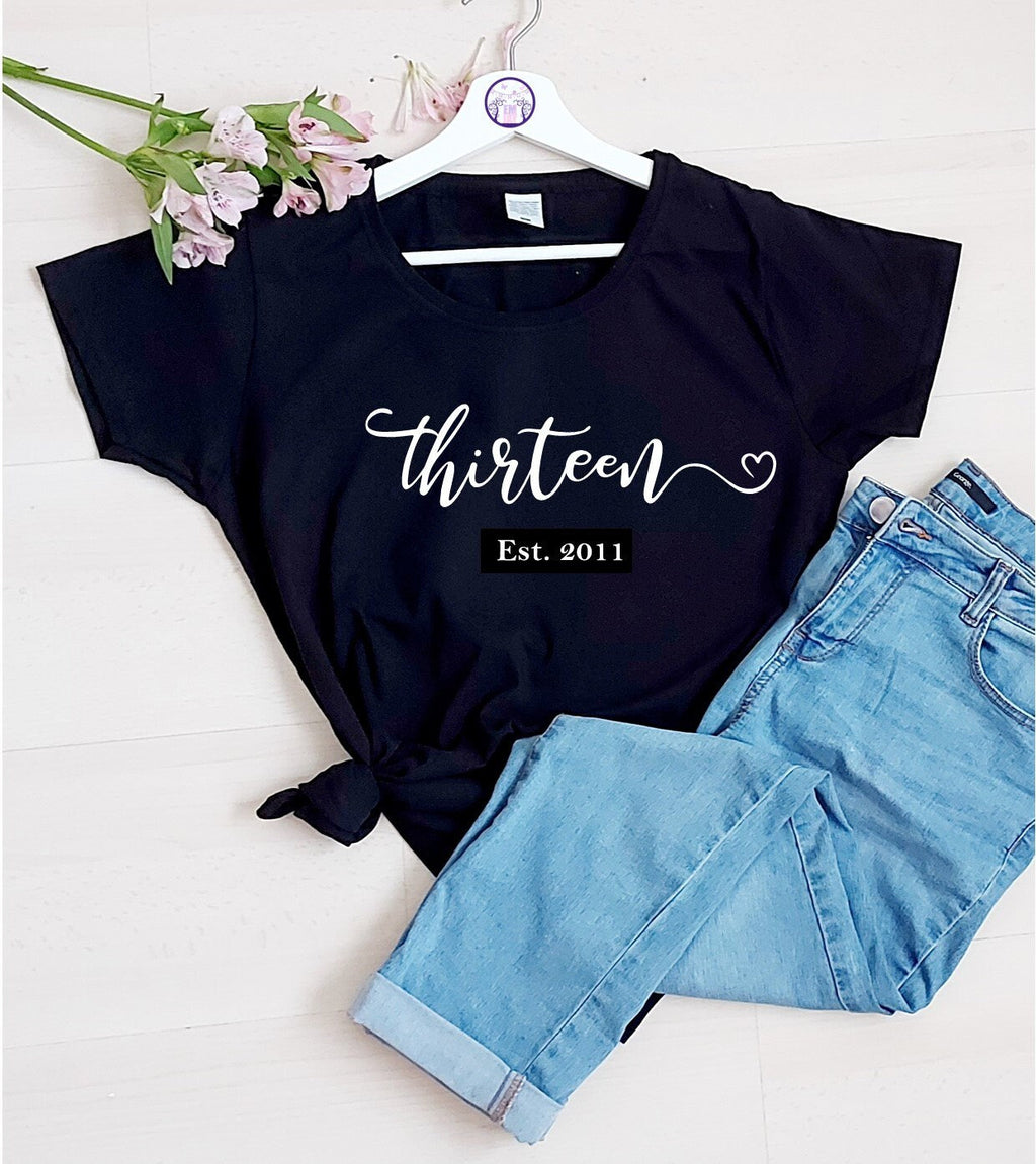 Hello Thirteen, 13th birthday tshirt, birthday top for teenager, 13th birthday tee, gift for 13 year olds