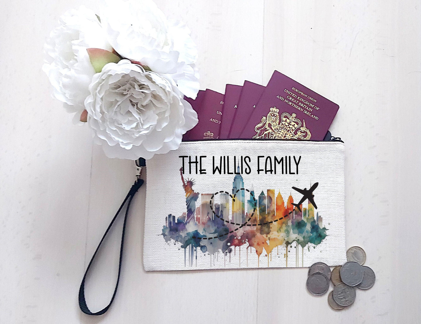 personalised Family Passport Holder: New York Travel Pouch