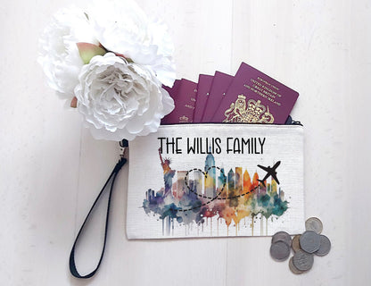 personalised Family Passport Holder: New York Travel Pouch