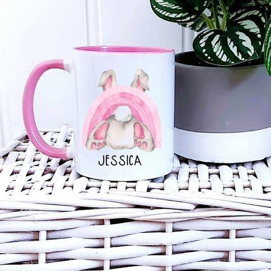 Personalised mug, Personalised Easter mug, pink Easter bunny, girl's Easter gift, Easter bunny mug