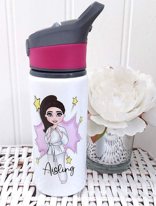 Personalised girl karate doll water bottle