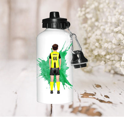 Personalised Football Water Bottle: any team/kit colour - customised to your footballer