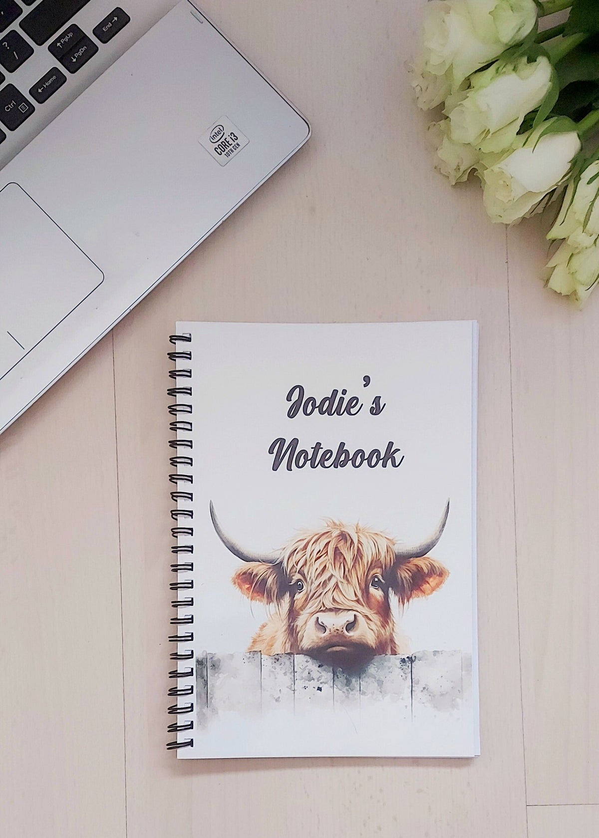 personalised Highland Cow Notebook: A5 Lined Journal
