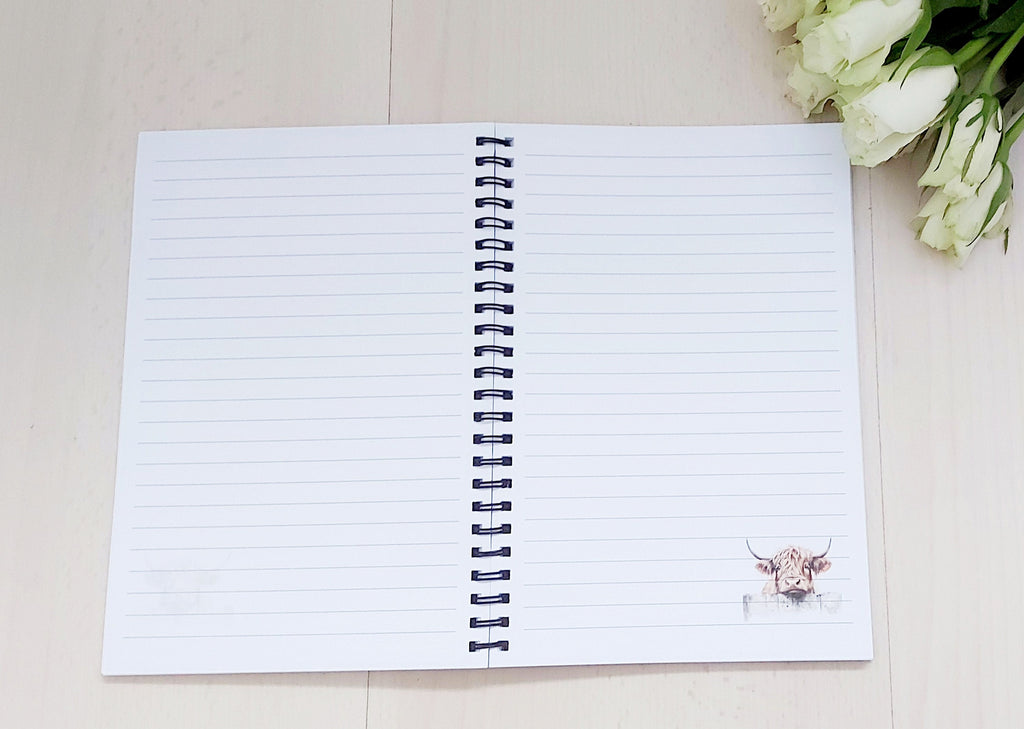 personalised Highland Cow Notebook: A5 Lined Journal