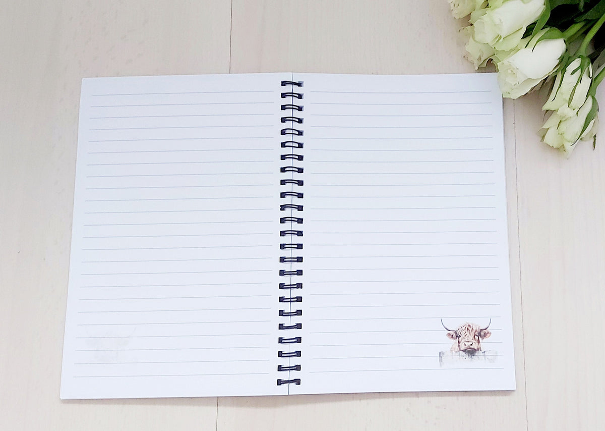 personalised Highland Cow Notebook: A5 Lined Journal