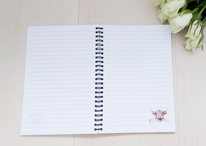 personalised Highland Cow Notebook: A5 Lined Journal