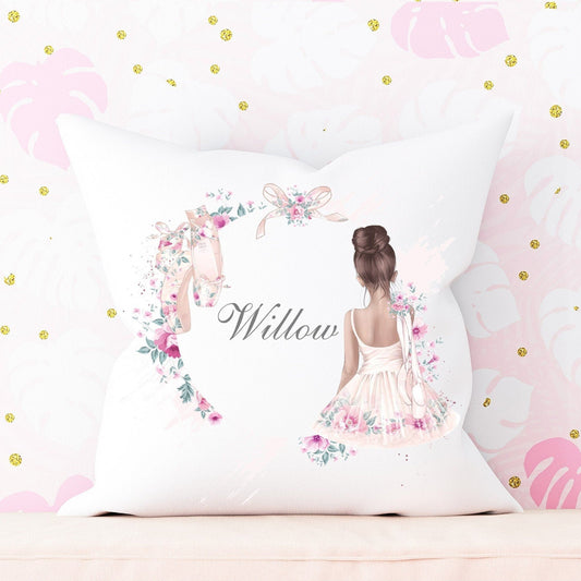 Personalised Ballerina floral wreath cushion