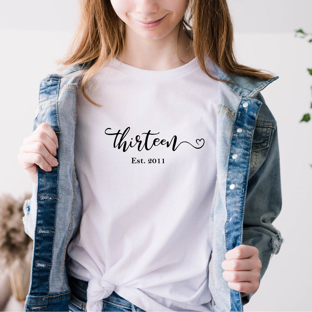 Hello Thirteen, 13th birthday tshirt, birthday top for teenager, 13th birthday tee, gift for 13 year olds