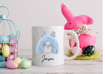 personalised Blue Easter Bunny Mug: Boy's Gift