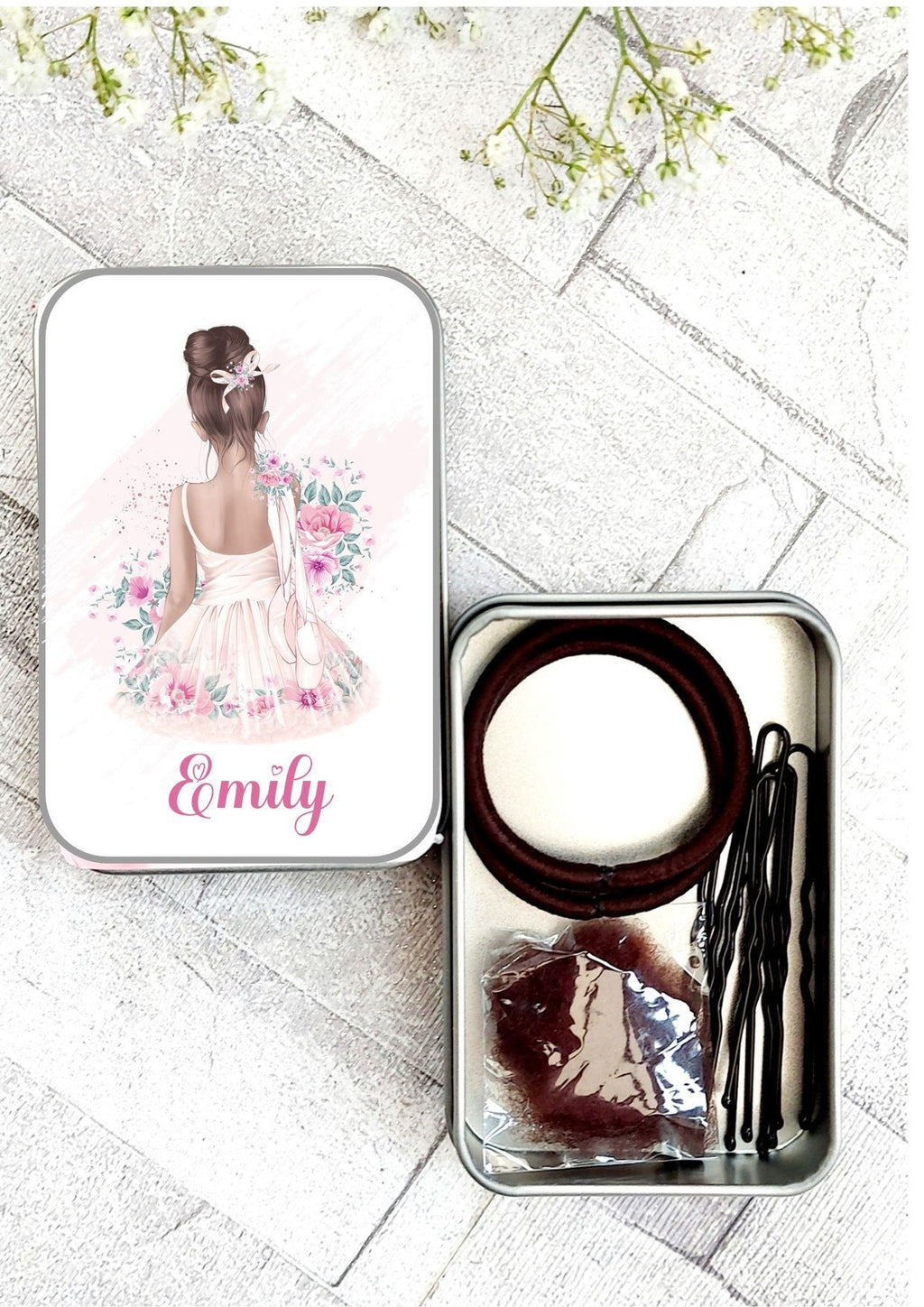 personalised Ballerina Hair Bun Kit: Dance Hair Accessories Tin