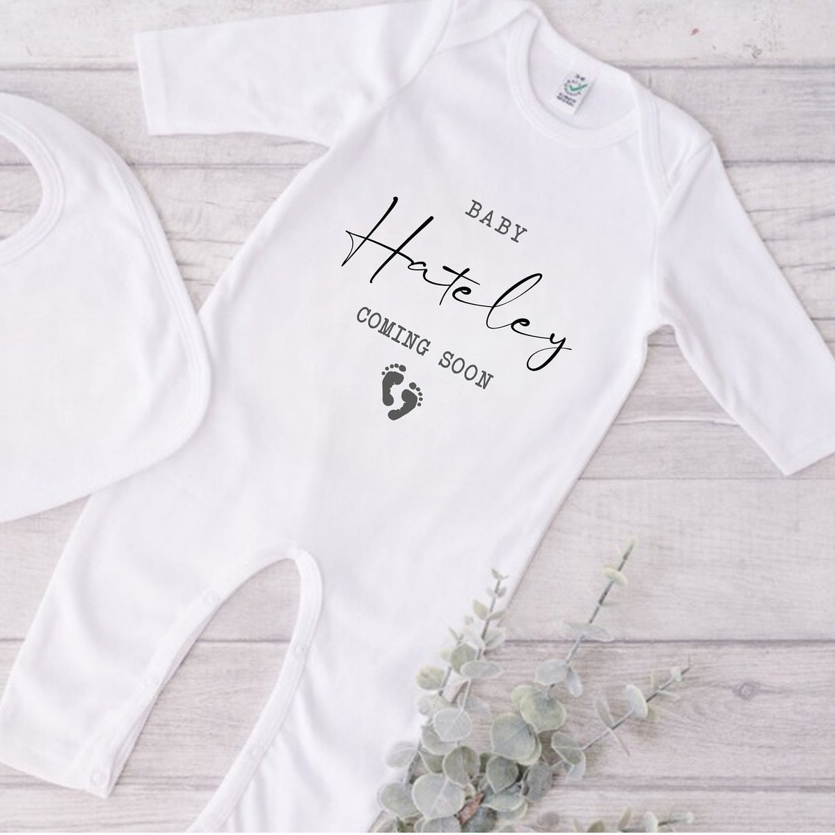 personalised Pregnancy Announcement Baby Vest: Photo Prop, Coming Soon