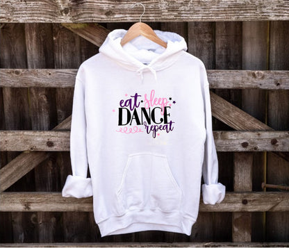 Eat Sleep Dance Repeat hoodie, personalised dance hoodie, dance gift, personalised gifts for dancers, ballet gift, ballerina hoodie