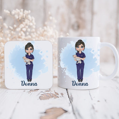 personalised Midwife Mug & Coaster Set: Bespoke Nurse Gift