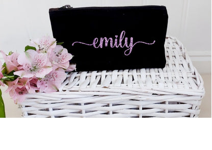 personalised Makeup Bag: Monogrammed Cotton Canvas Cosmetic Pouch