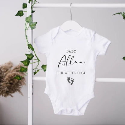 personalised Pregnancy Announcement Baby Vest: Photo Prop, Coming Soon