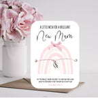 New Mum Wish Bracelet: Pink Cord, Baby Feet Charm