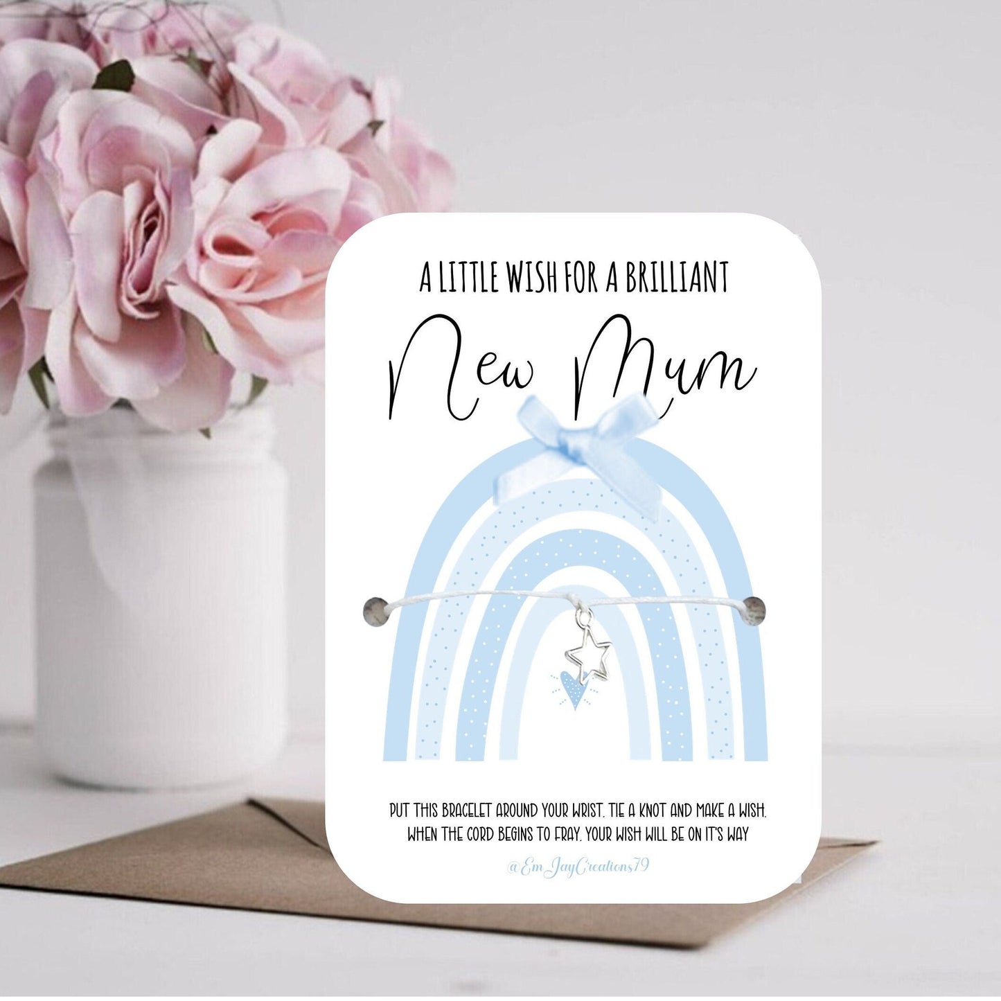 New Mum Wish Bracelet, gift for a new Mum, mailable new baby gift, mum of boys