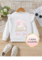 Girls/toddlers swan sweatshirt, frill sweatshirt, birthday top