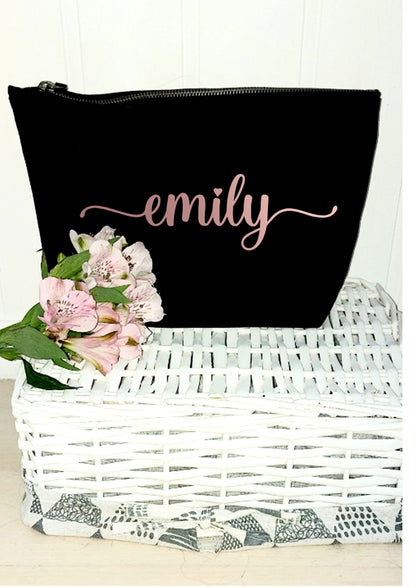 personalised Makeup Bag: Monogrammed Cotton Canvas Cosmetic Pouch