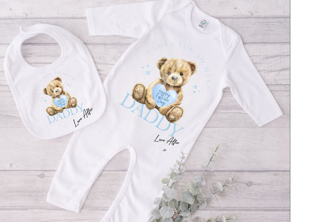 Personalised Father's Day Baby Onesie: Teddy Bear Gift