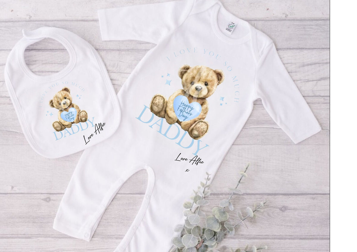 Personalised Father's Day Baby Onesie: Teddy Bear Gift