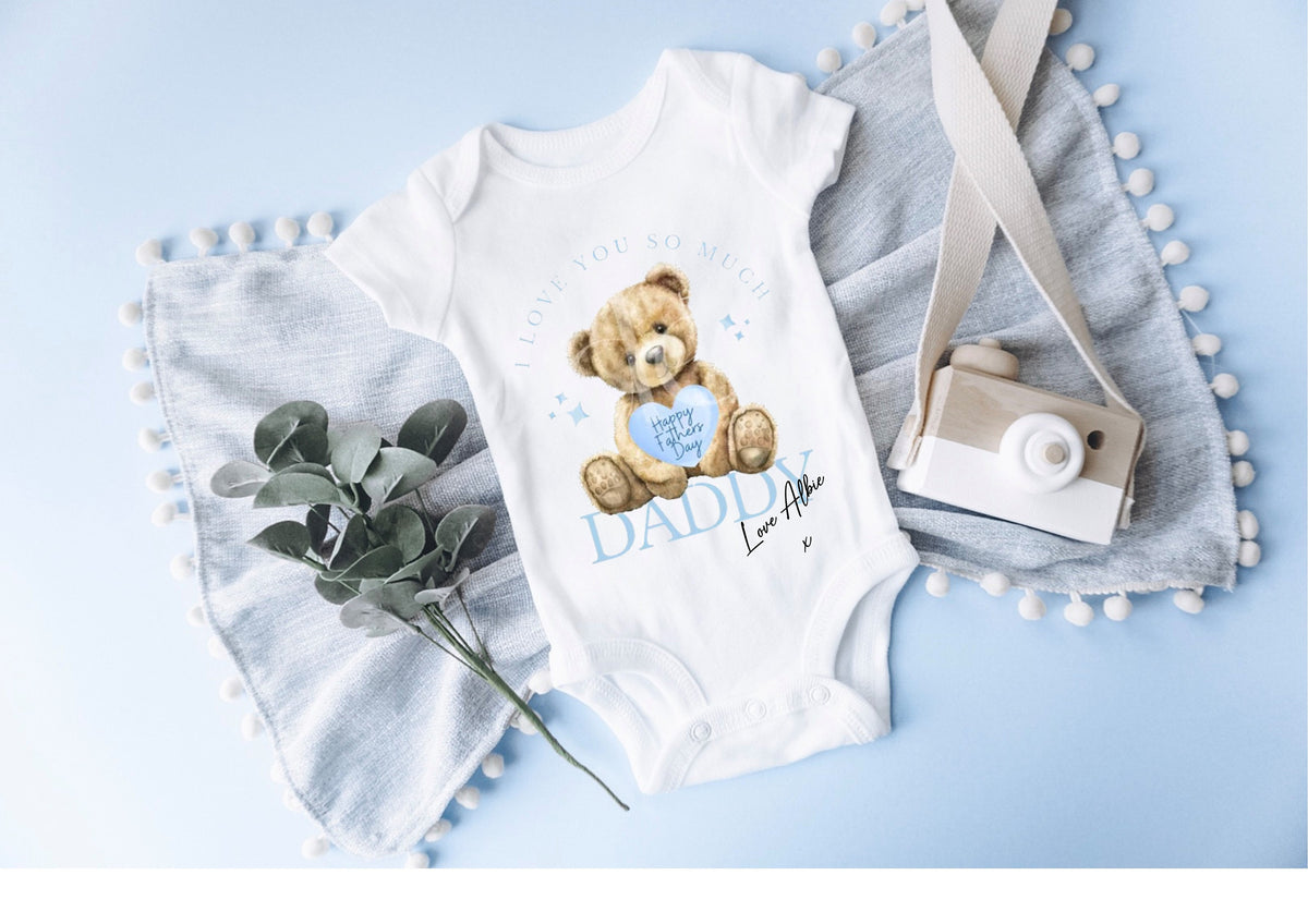 Personalised Father's Day Baby Onesie: Teddy Bear Gift