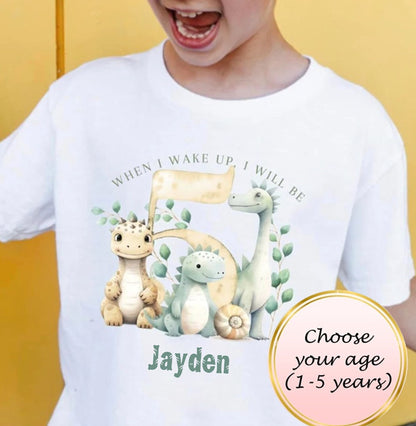 personalised Dinosaur Birthday Shirt: Boys Cotton Tee