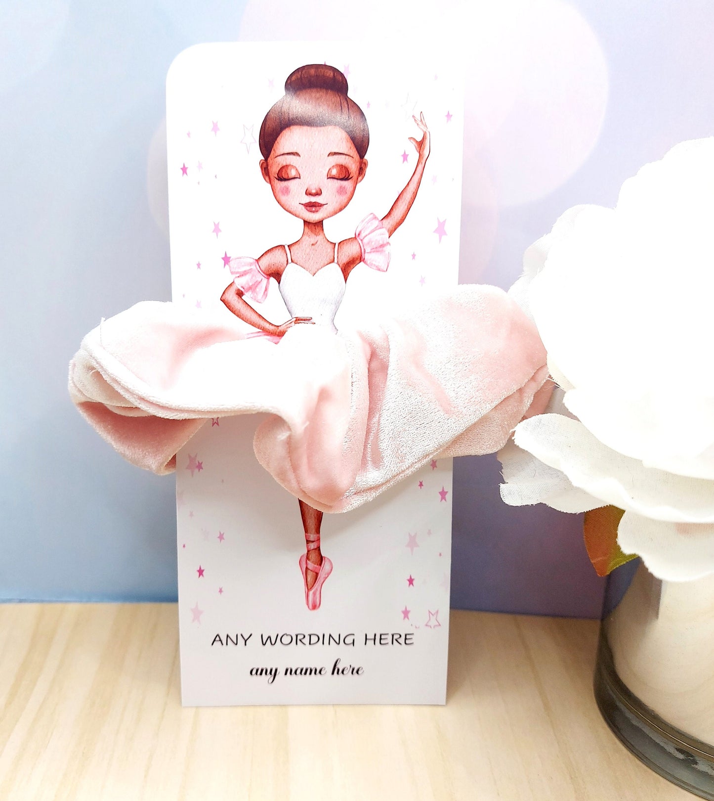 Personalised Ballerina Scrunchie party favour/ballerina good luck gift, cute ballerina present, ballerina hair scrunchie