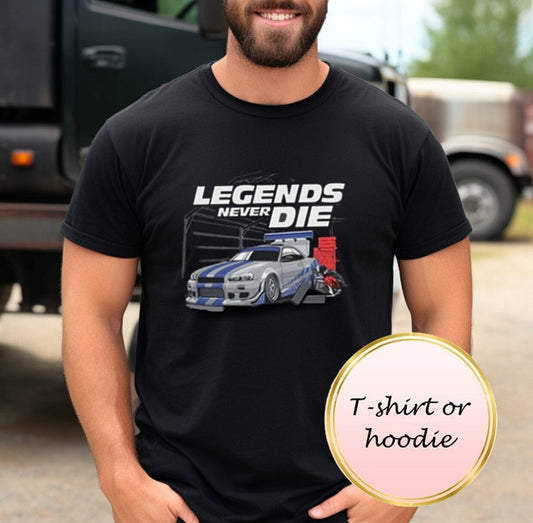 Legends Never Die t-shirt or hoodie,  Father's Day gift, men's t-shirt, men's racing t-shirt, Birthday gift for Dad