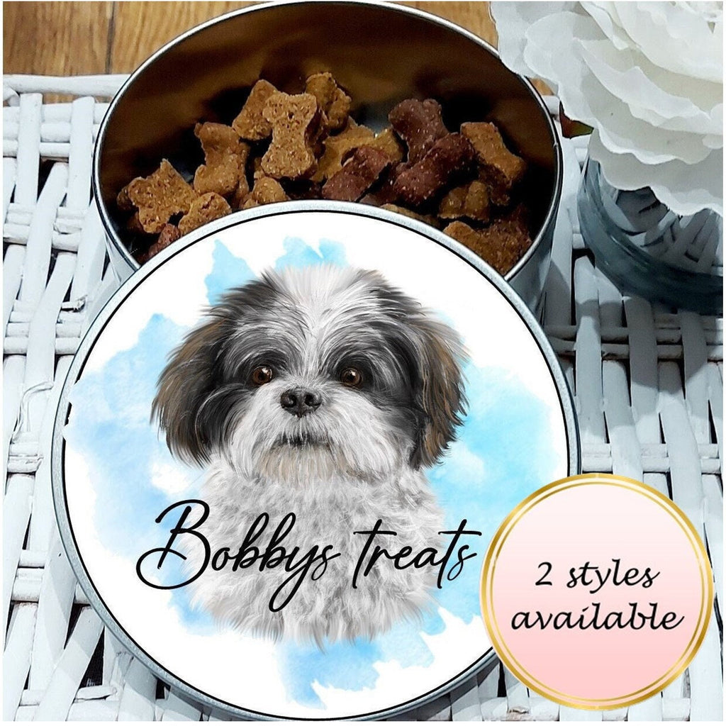 Personalised Shih Tzu Treat Tin: Watercolor Dog Gift