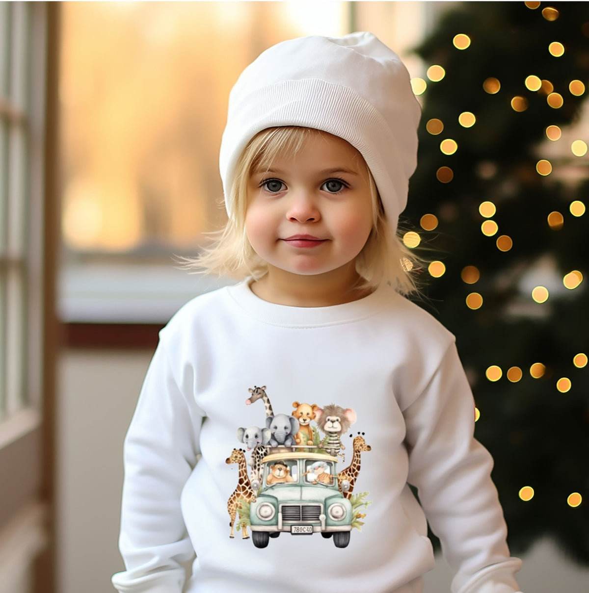 Personalised Safari  Sweatshirt: Animal Theme, Custom Name