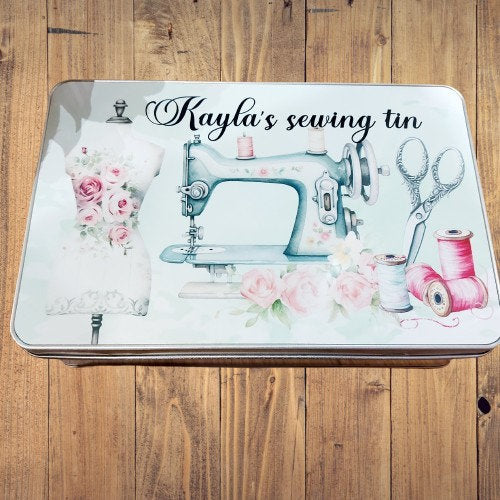 Personalised sewing tin, sewing kit storage tin, gift for my Nan, personalised gift for Aunt