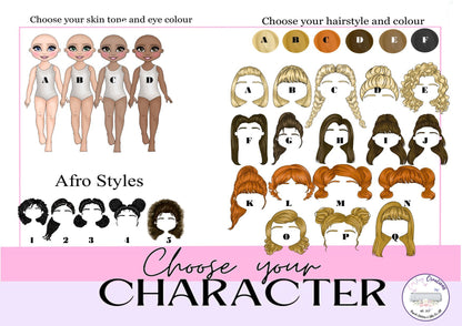personalised Schoolgirl Notebook: Maroon Uniform Character, Back to School Stationery