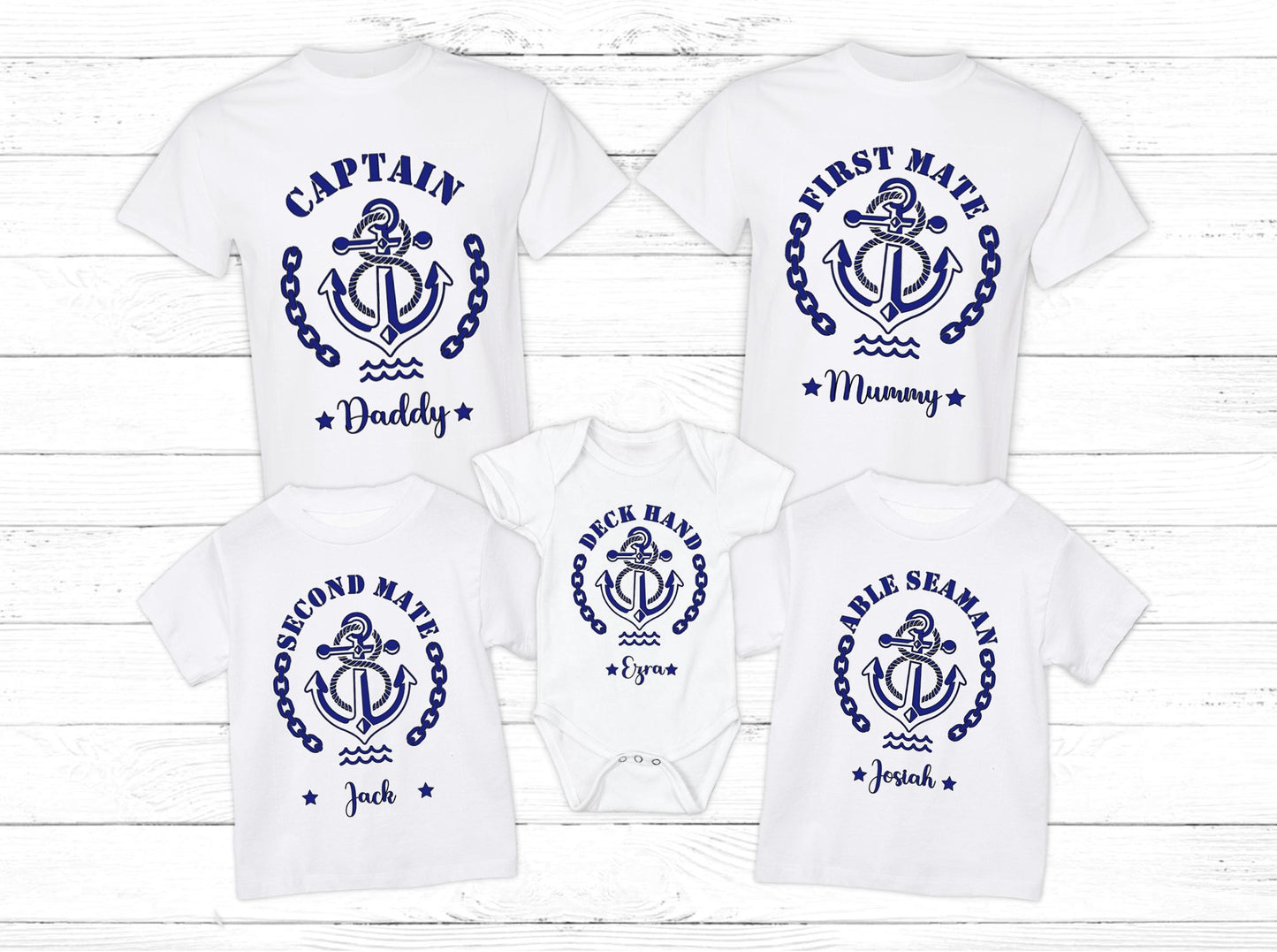 Personalised sailor nautical Themed family t-shirts