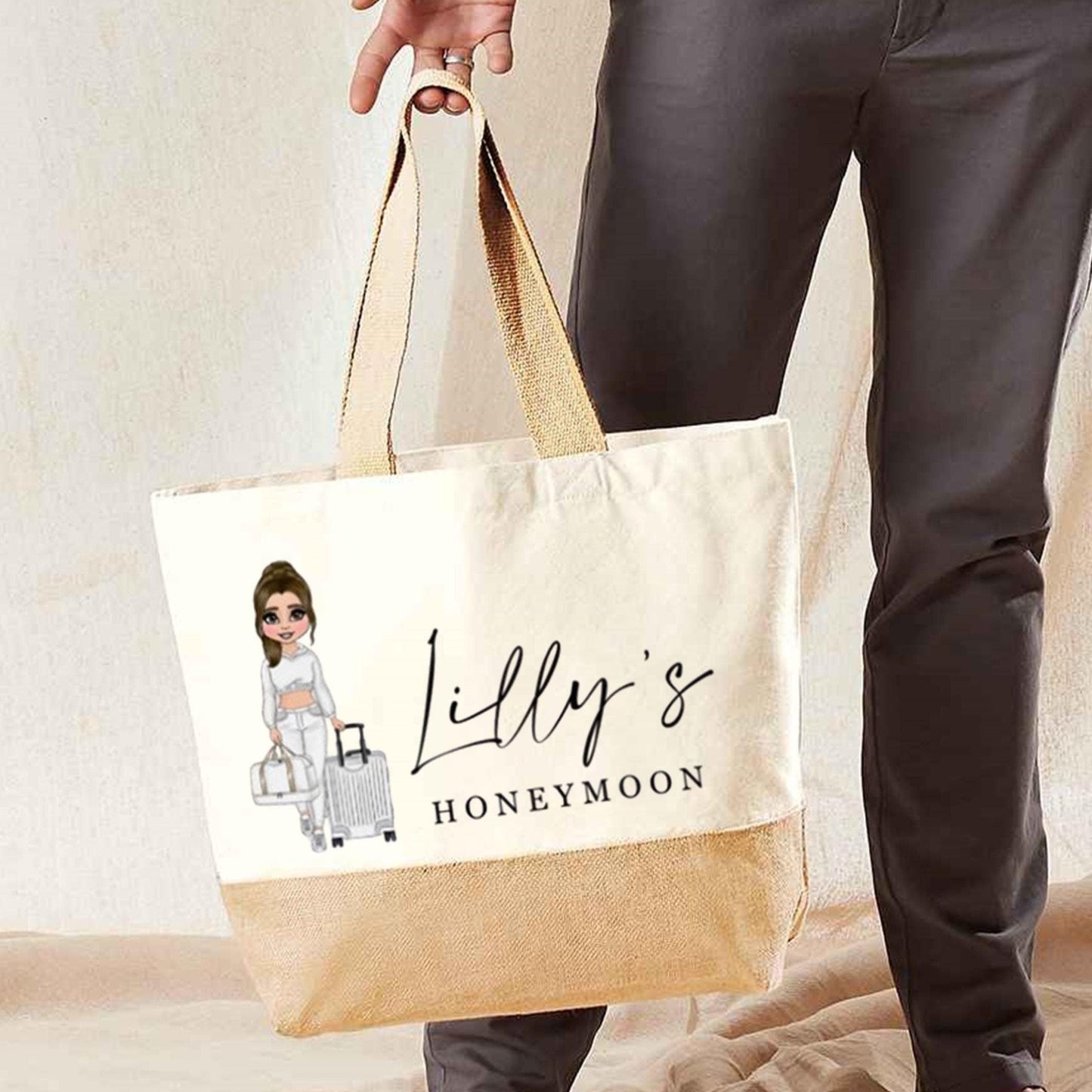 Personalised honeymoon beach bag
