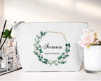 personalised Bridal Party Makeup Bag: Eucalyptus Wreath Gift