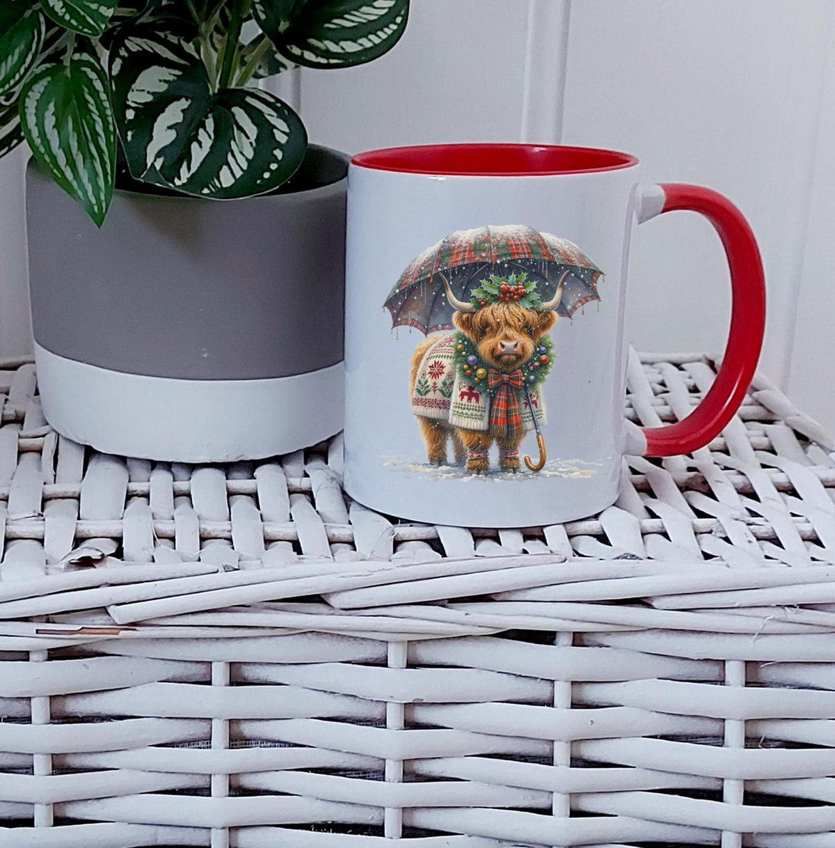 Personalised Christmas Highland cow mug