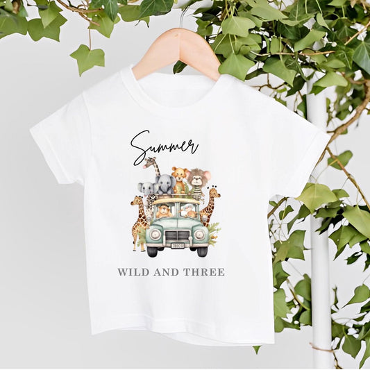 Personalised safari theme birthday t-shirt