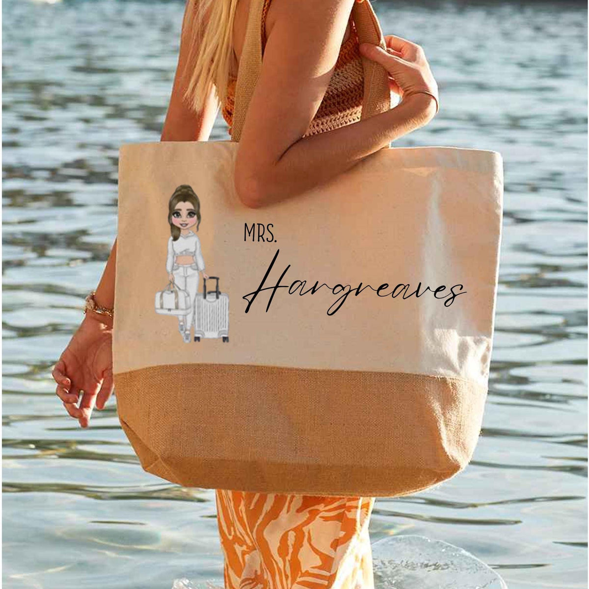 Personalised honeymoon beach bag, tote bag, personalised beach bag, wedding gift for her