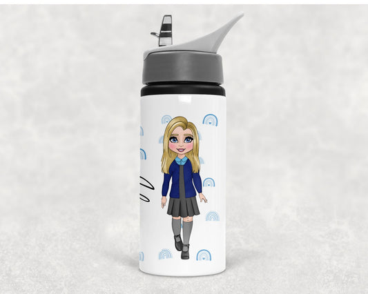 Personalised navy school water bottle