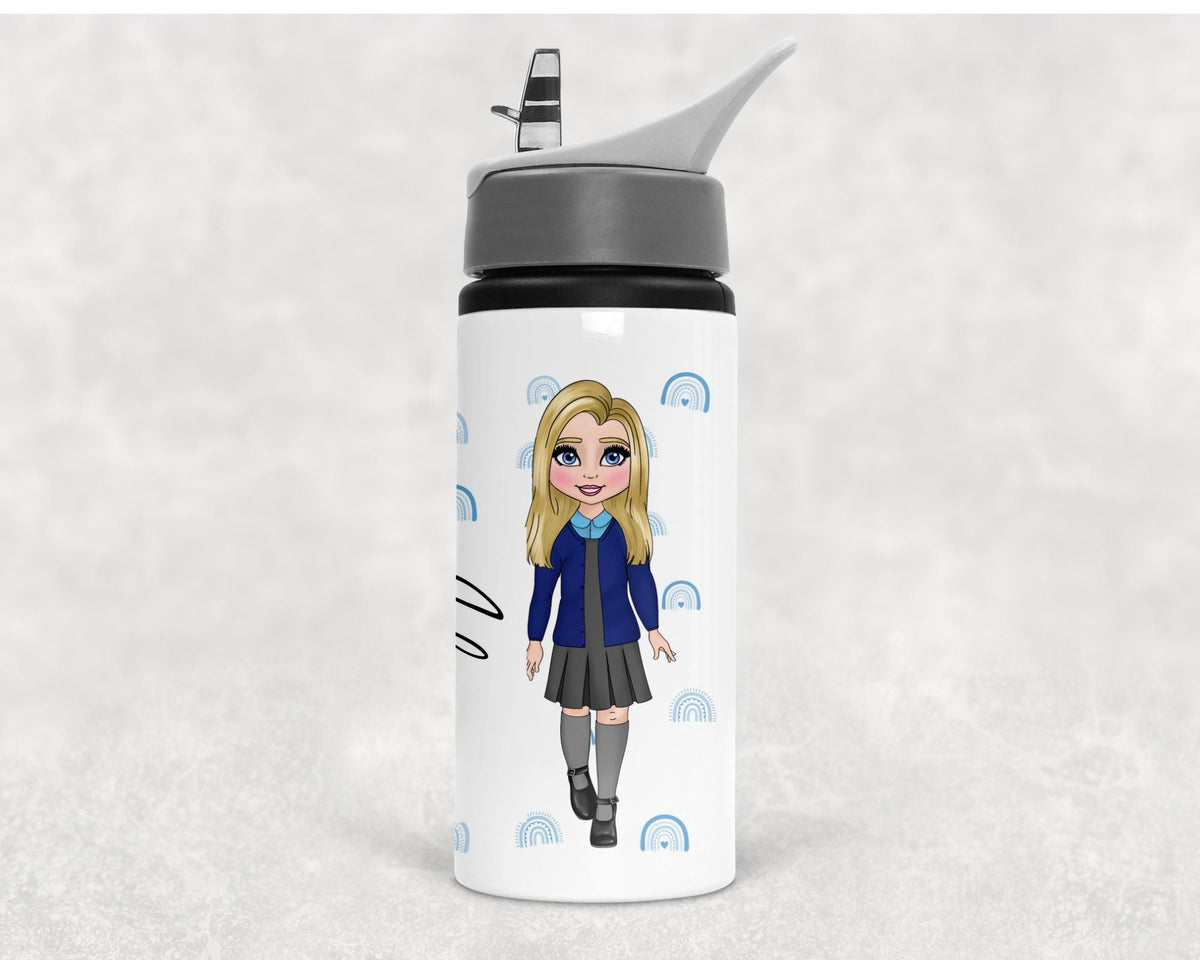 personalised School Water Bottle: Rainbow Design, Back to School Gift