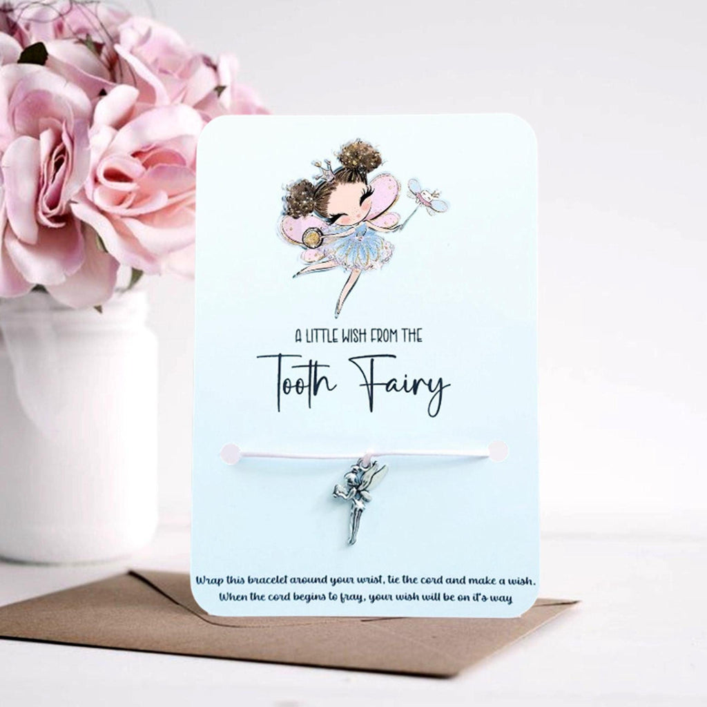 personalised Tooth Fairy Wish Bracelet: Tibetan Silver Fairy Charm