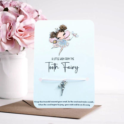 personalised Tooth Fairy Wish Bracelet: Tibetan Silver Fairy Charm
