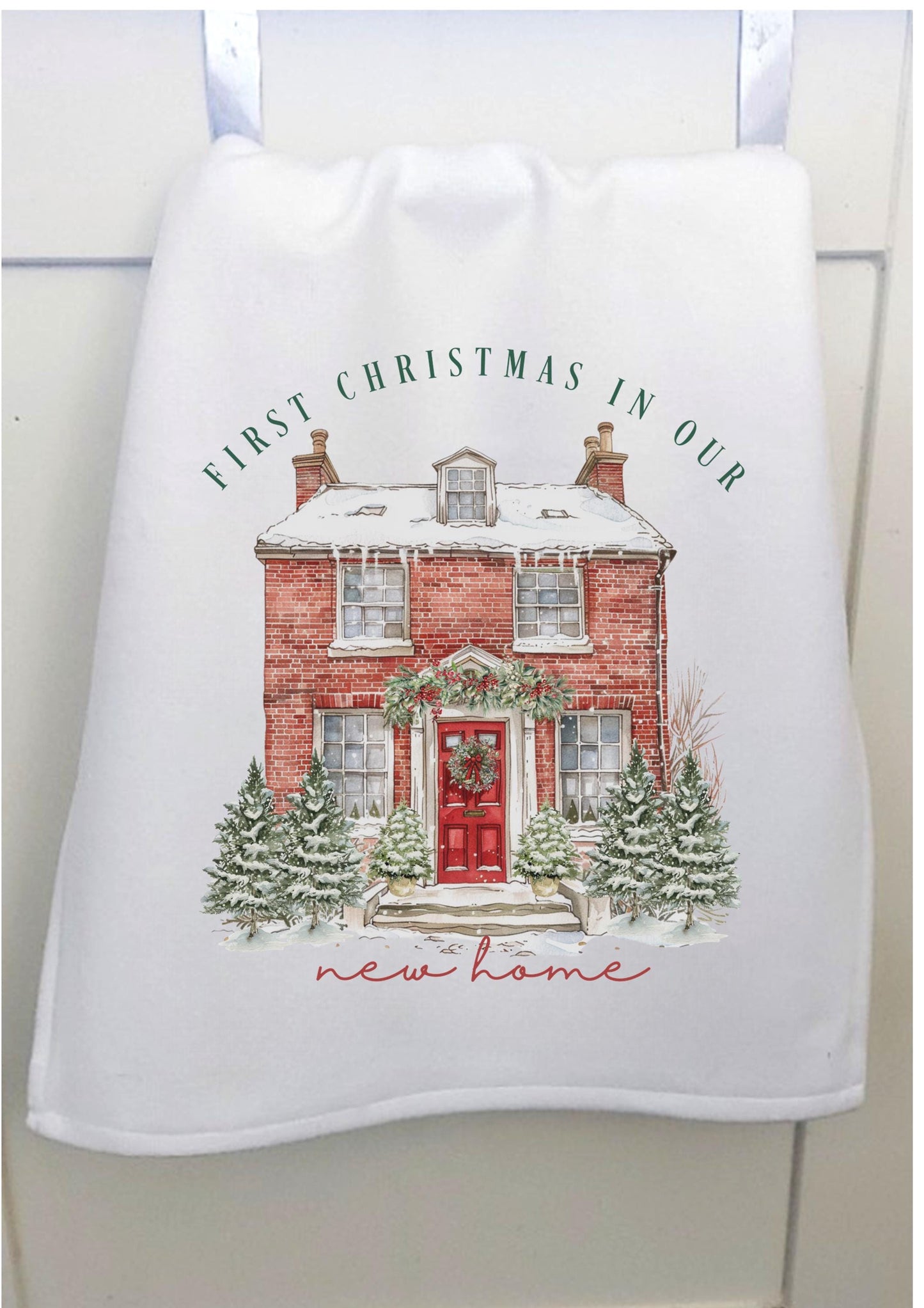Personalised Christmas tea towel, Christmas in our New Home teatowel, new home gift, housewarming present