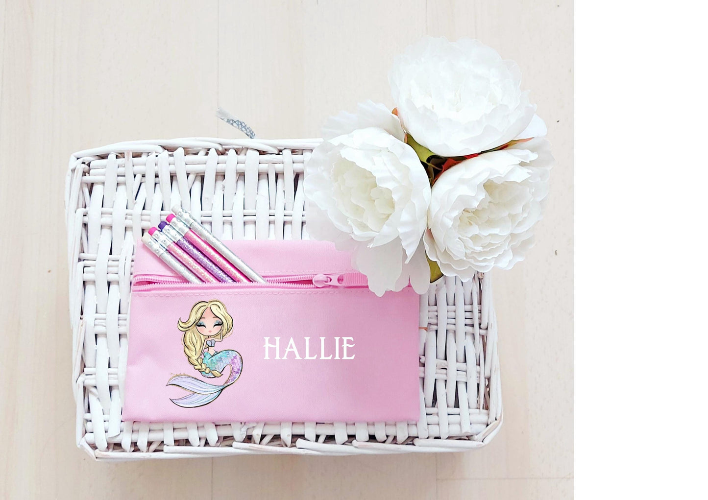 personalised Mermaid Pencil Case: Pink Back to School