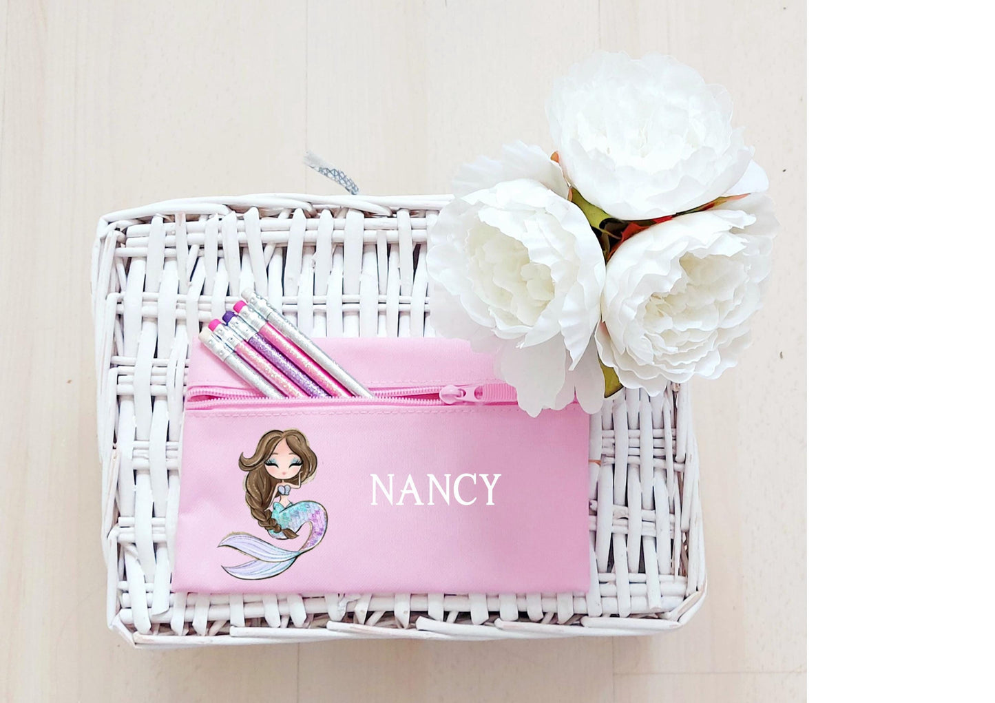 personalised Mermaid Pencil Case: Pink Back to School