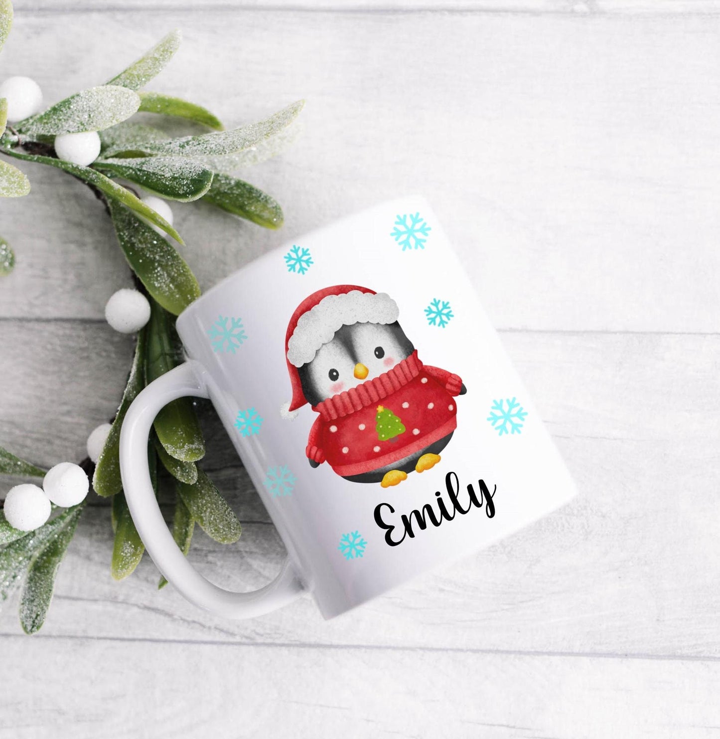 Personalised Christmas Penguin Mug