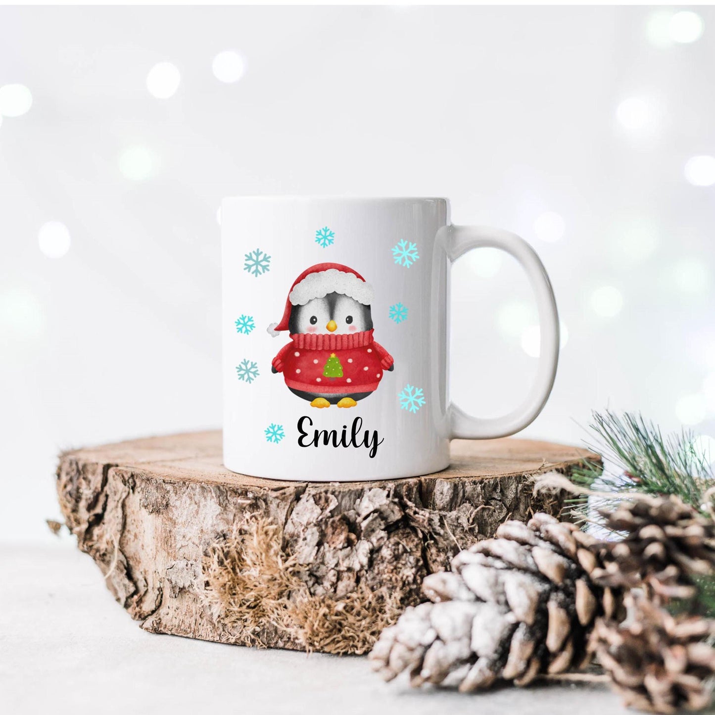 Personalised Christmas Penguin Mug