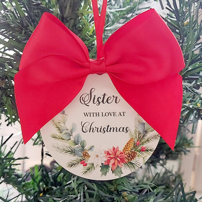personalised Nan Christmas Bauble: Poinsettia Wreath Ornament