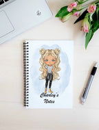 personalised A5 Notebook: Sassy Girl Fashion Character, Teen Gift